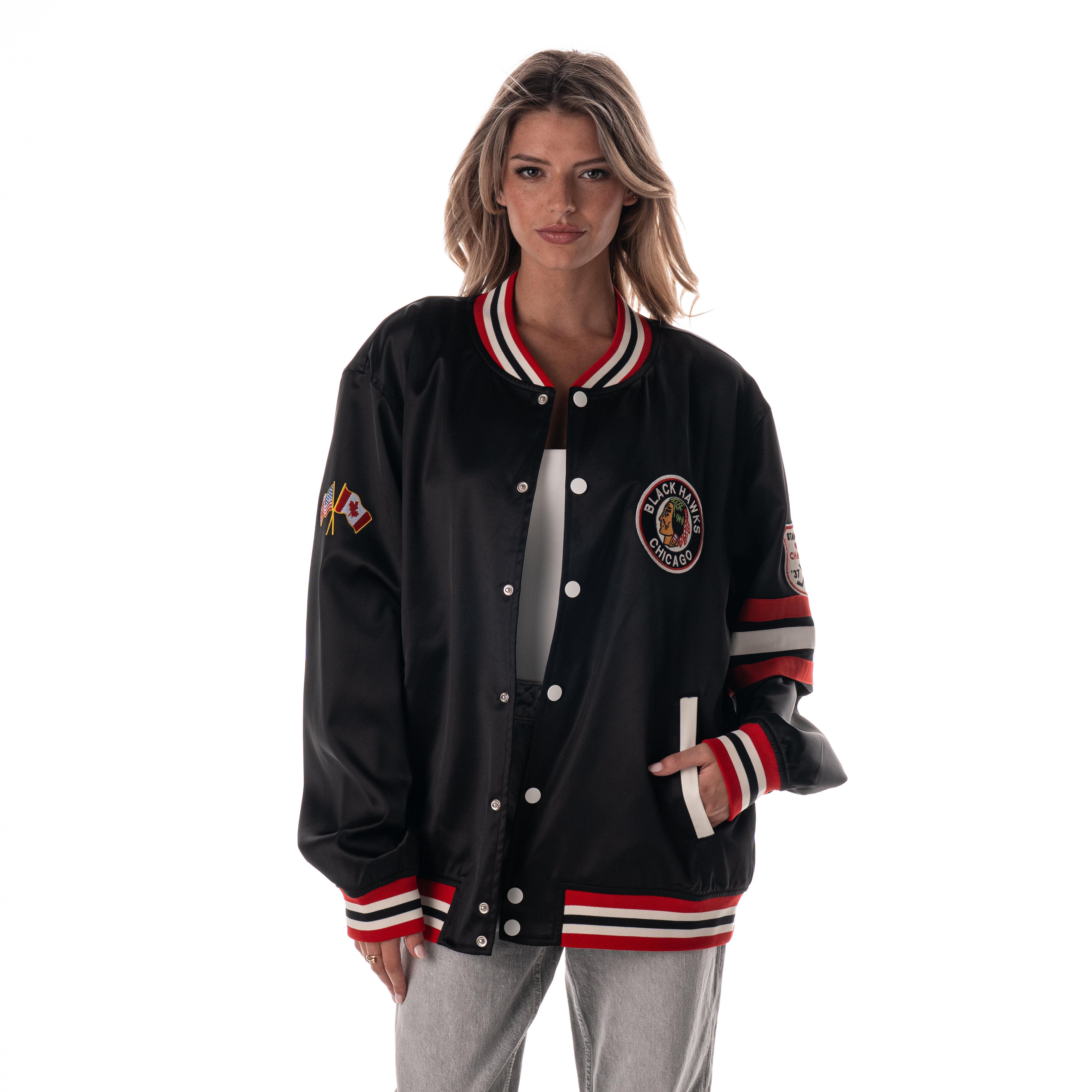 Wild Collective Chicago Blackhawks 1937-38 Champs Satin Bomber