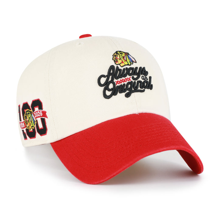 '47 Chicago Blackhawks Centennial Always An Original Clean Up Hat Cream/Red