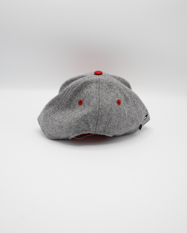 Legacy red and grey adjustable hat with IceHogs Hockey patch on front and Hammy Rockford IceHogs logo on right side - back lay flat