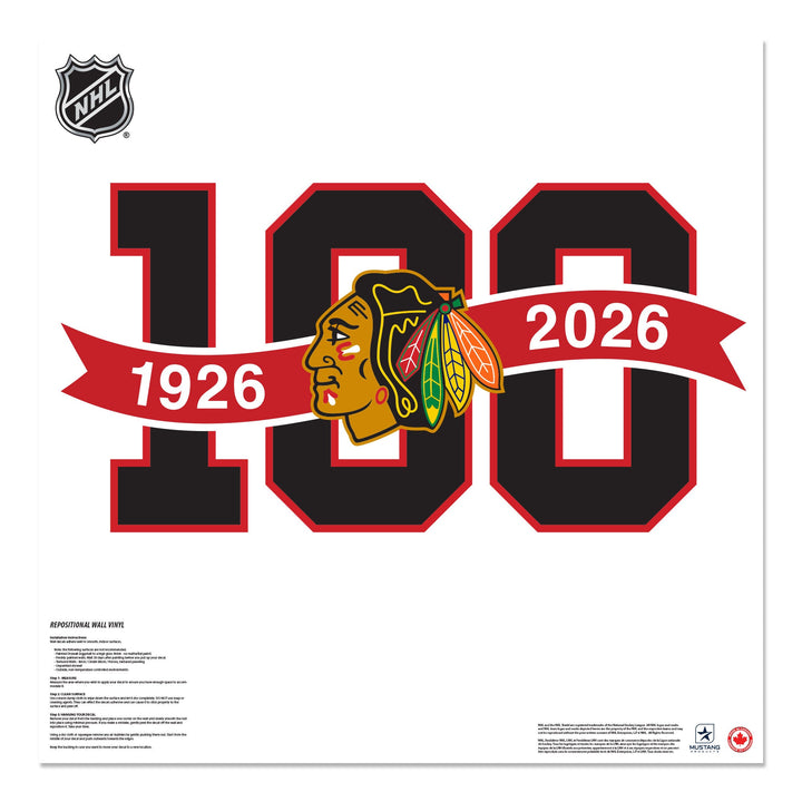 Chicago Blackhawks Centennial Wall Decal 100 Years