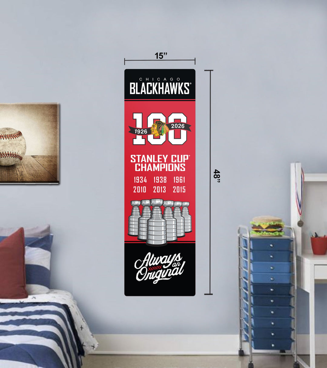 Chicago Blackhawks Centennial Wall Decal Stanley Cup Ticket