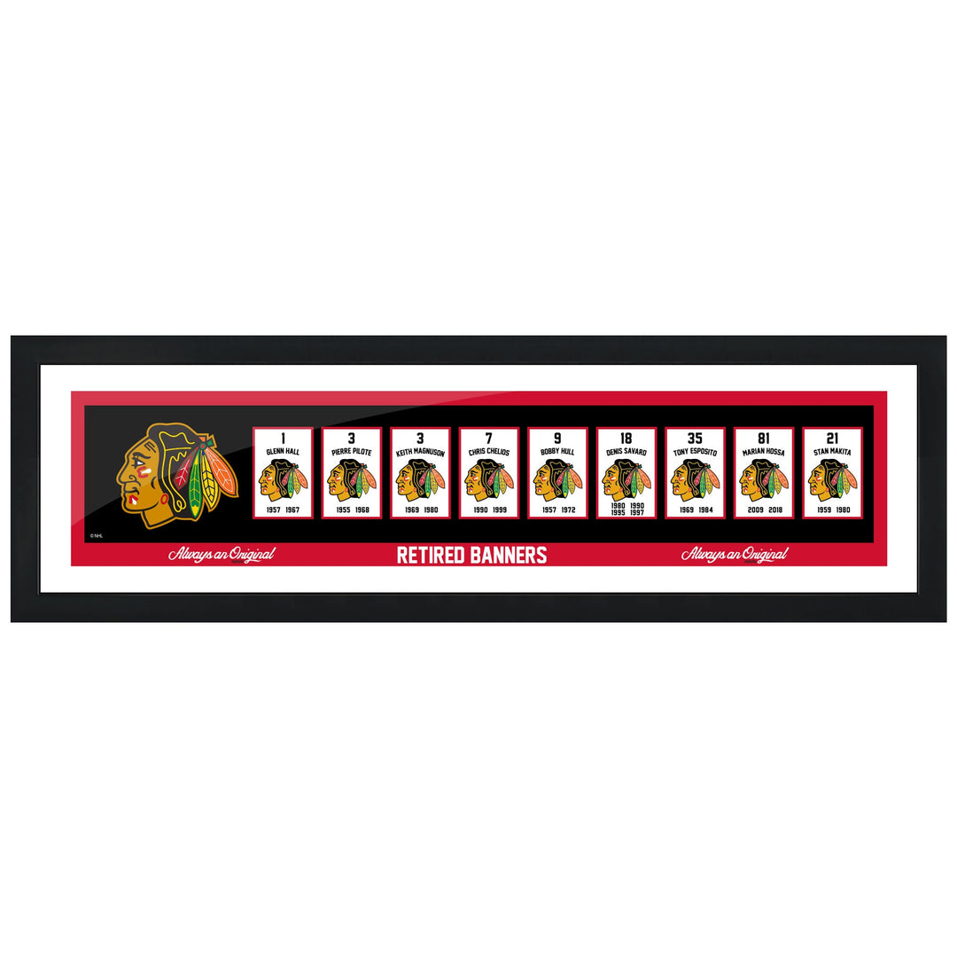 Chicago Blackhawks Centennial Frame Retired Banners
