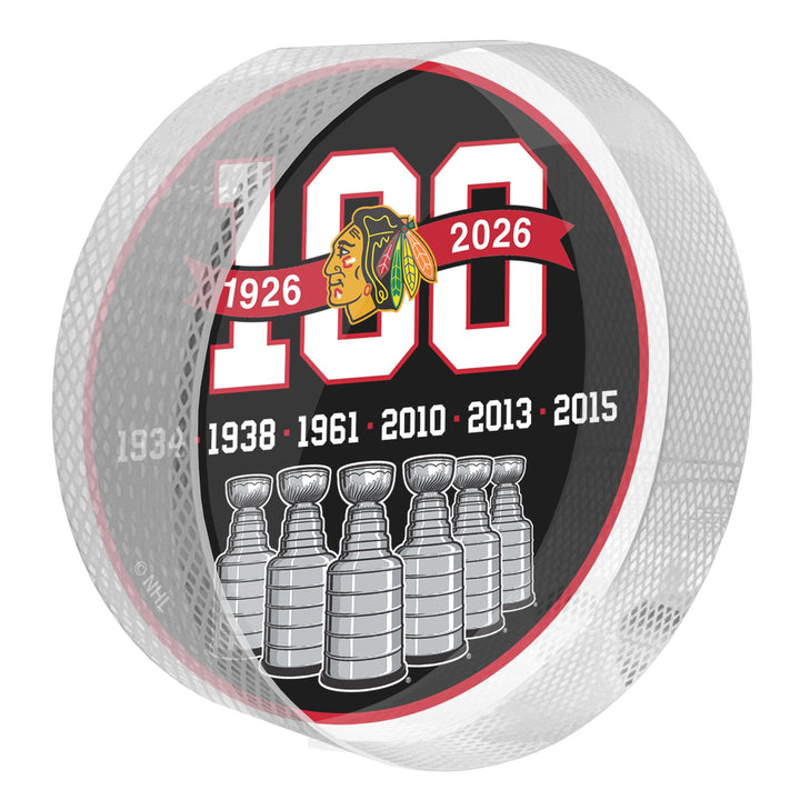 Chicago Blackhawks Centennial CRYSTAL Puck | 6 Cups