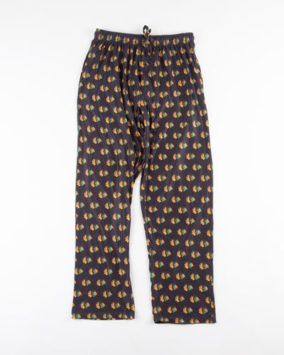 black pajama pants with Chicago Blackhawks primary logo all over - front lay flat