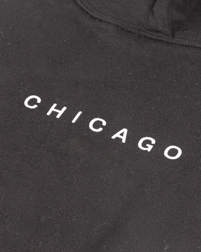 black Line Change hoodie with Chicago Blackhawks wordmark on front and back - front detail lay flat