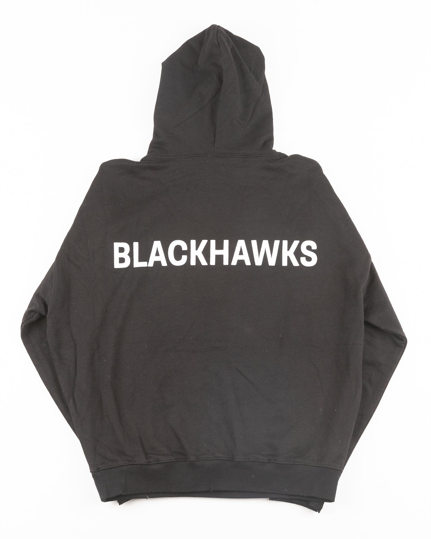 black Line Change hoodie with Chicago Blackhawks wordmark on front and back - back lay flat