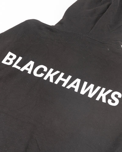 black Line Change hoodie with Chicago Blackhawks wordmark on front and back - back detail lay flat
