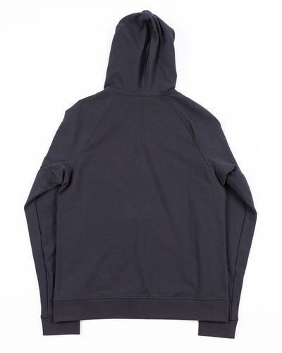 black lululemon full zip hoodie with tonal Chicago Blackhawks primary logo printed on left chest - back lay flat