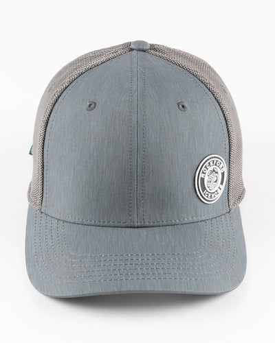 dark grey fitted trucker with tonal rubber Rockford IceHogs patch on front - front lay flat