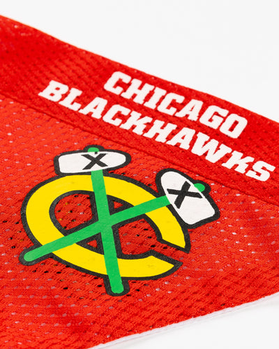 reversible red and white Chicago Blackhawks pet bandana - alt detail lay flat