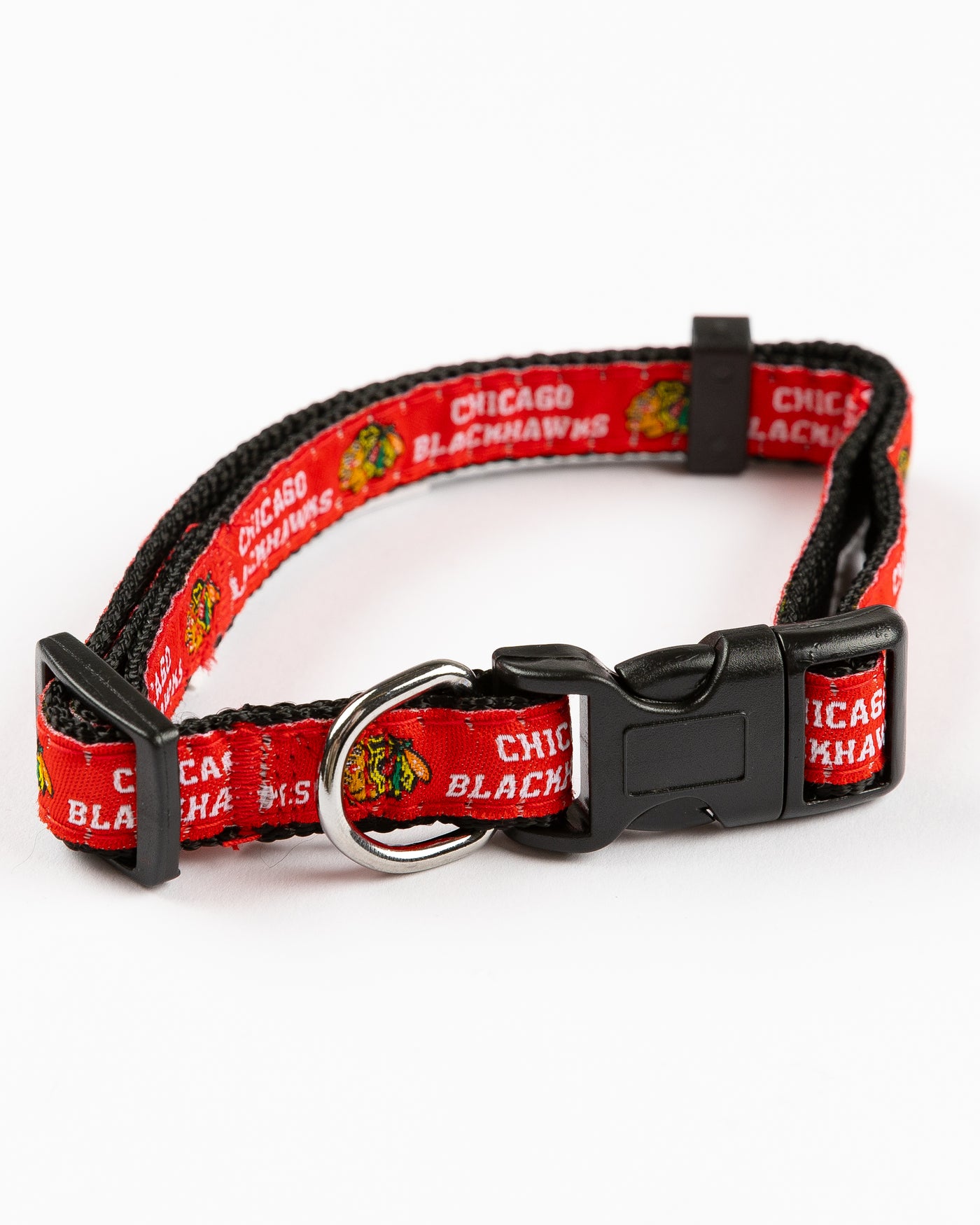 red Chicago Blackhawks pet collar - detail lay flat