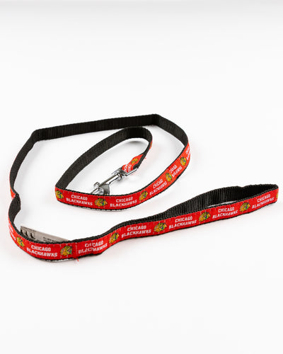 red Chicago Blackhawks pet leash - front lay flat