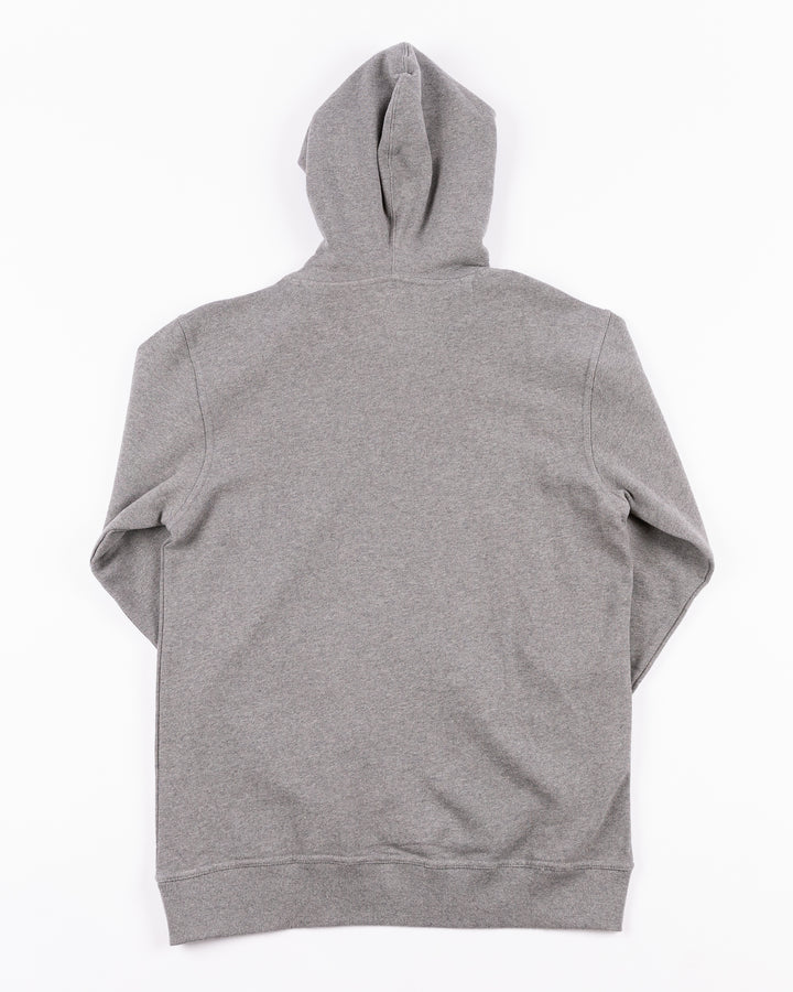 grey Sportiqe hoodie with chenille embroidered Chicago Blackhawks logo on left chest - back lay flat