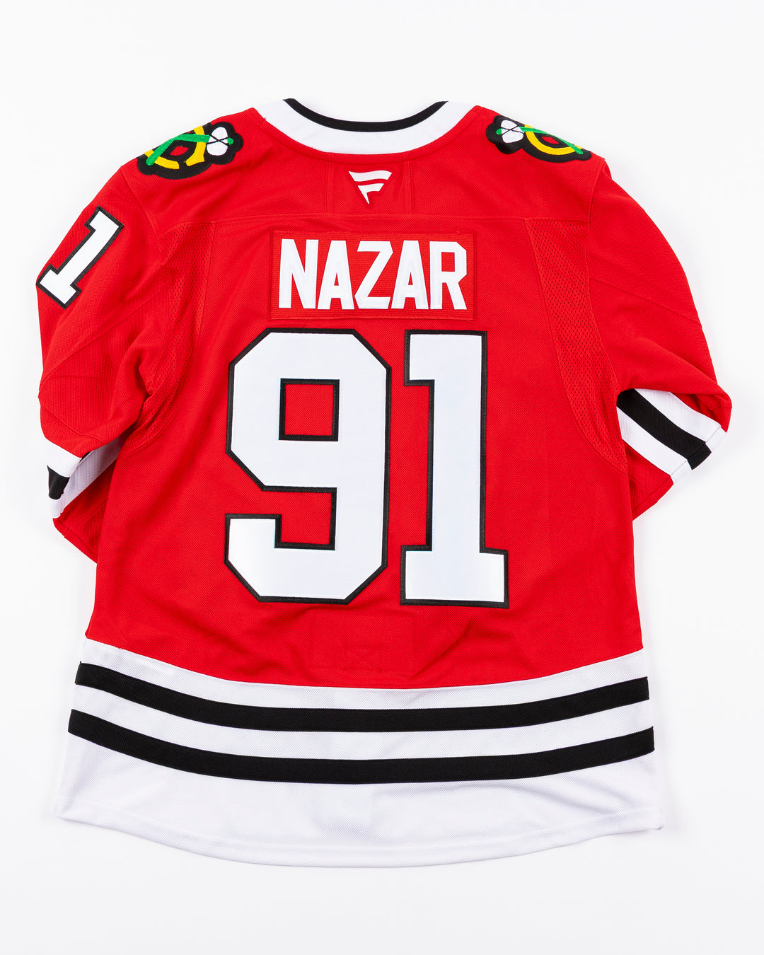 premium Fanatcs home Chicago Blackhawks jersey with Frank Nazar name and number - back lay flat