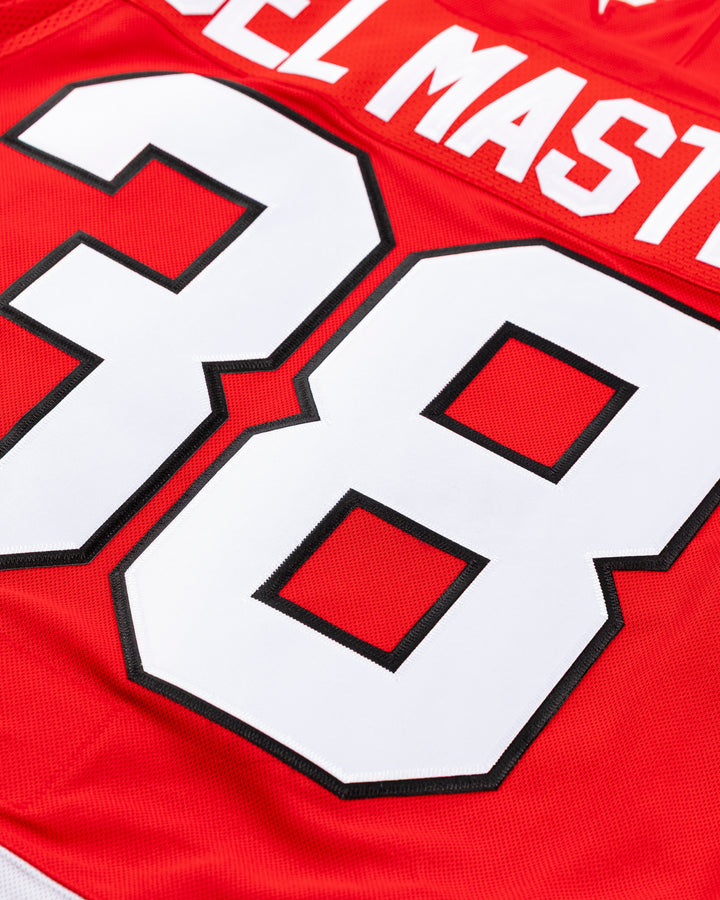 premium Fanatcs home Chicago Blackhawks jersey with Ethan Del Mastro name and number - back detail lay flat