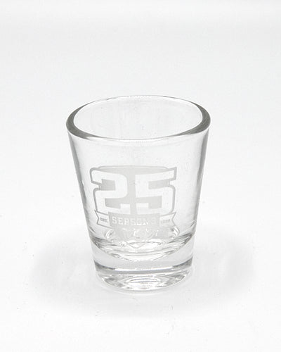 Rockford IceHogs 25th anniversary shot glass - front lay flat