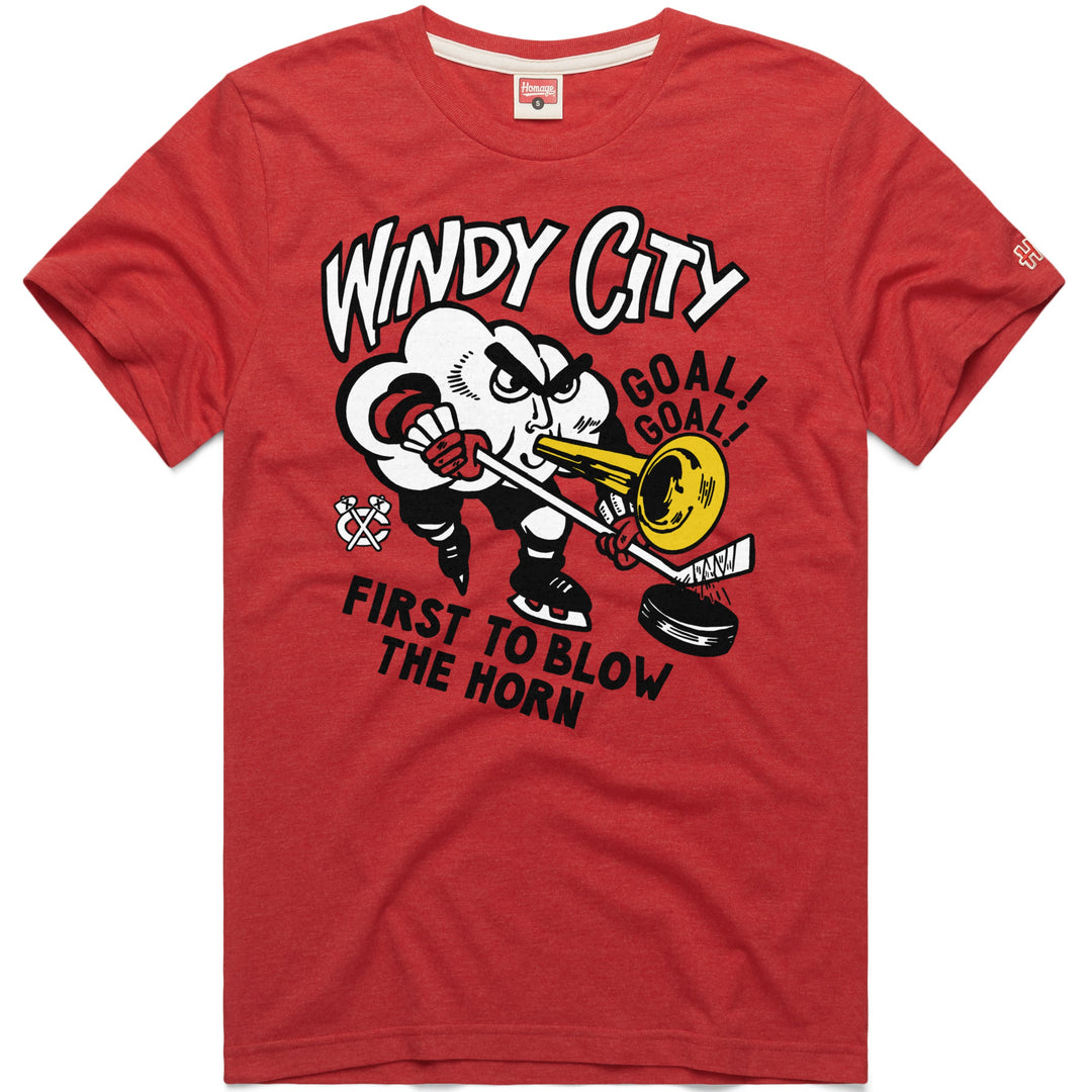 Homage Chicago Blackhawks Windy City Goal Horn Tee