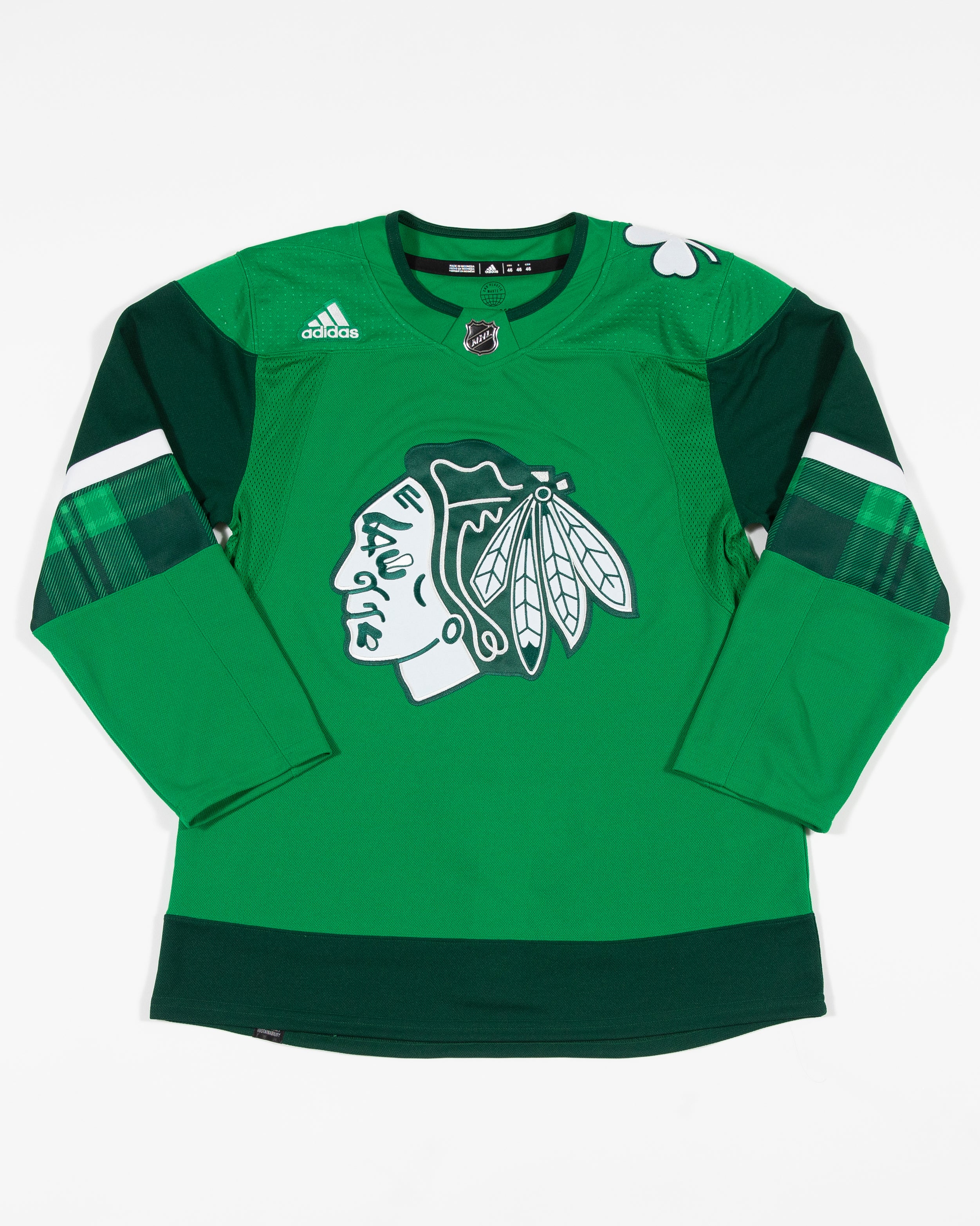 Adidas Chicago Blackhawks Mens Green St Patricks Day Authentic Hockey Jersey