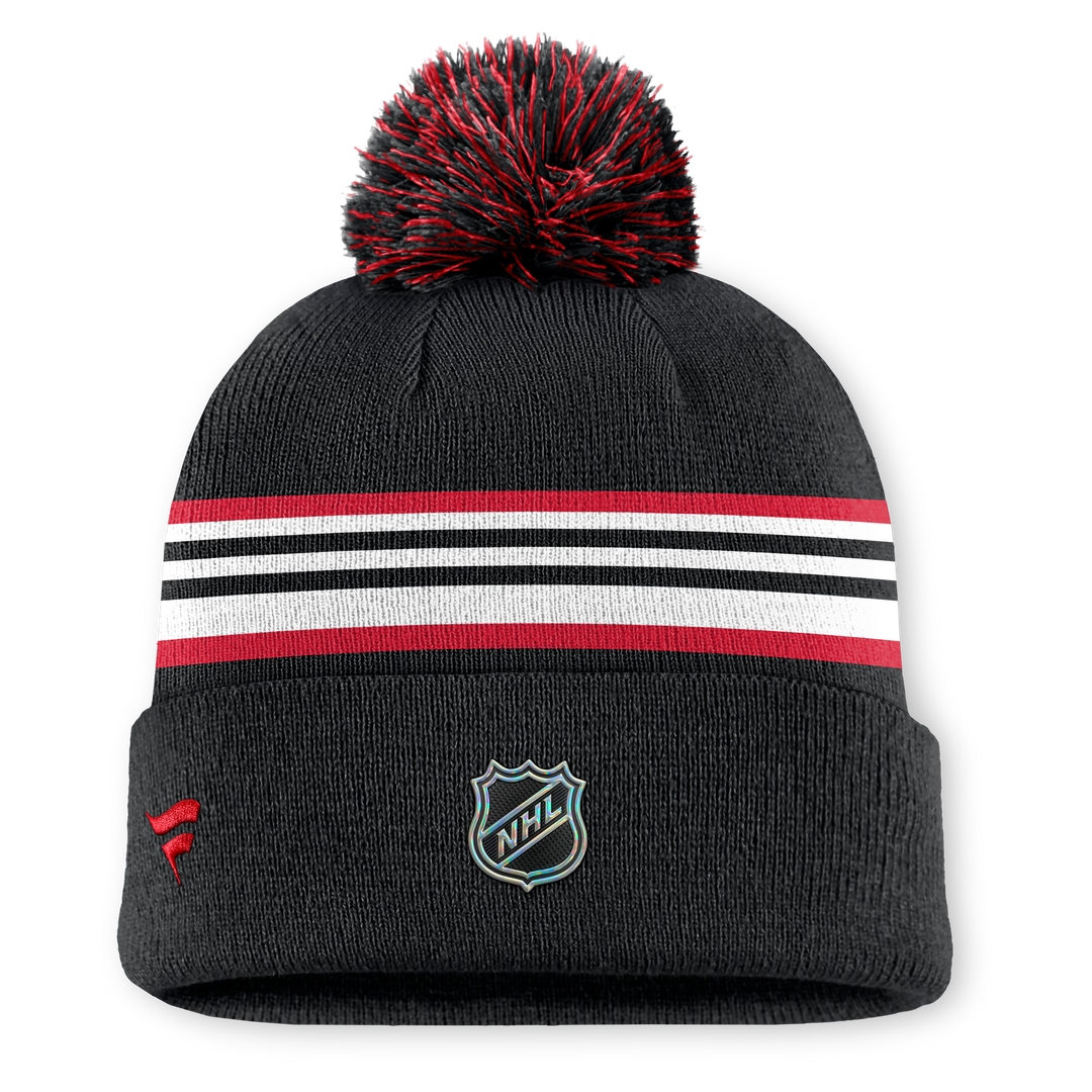 Fanatics Chicago Blackhawks Rink Cuffed Pom Beanie