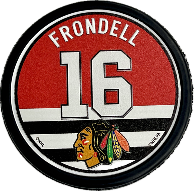 Chicago Blackhawks Name &amp; Number Puck - Anton Frondell 