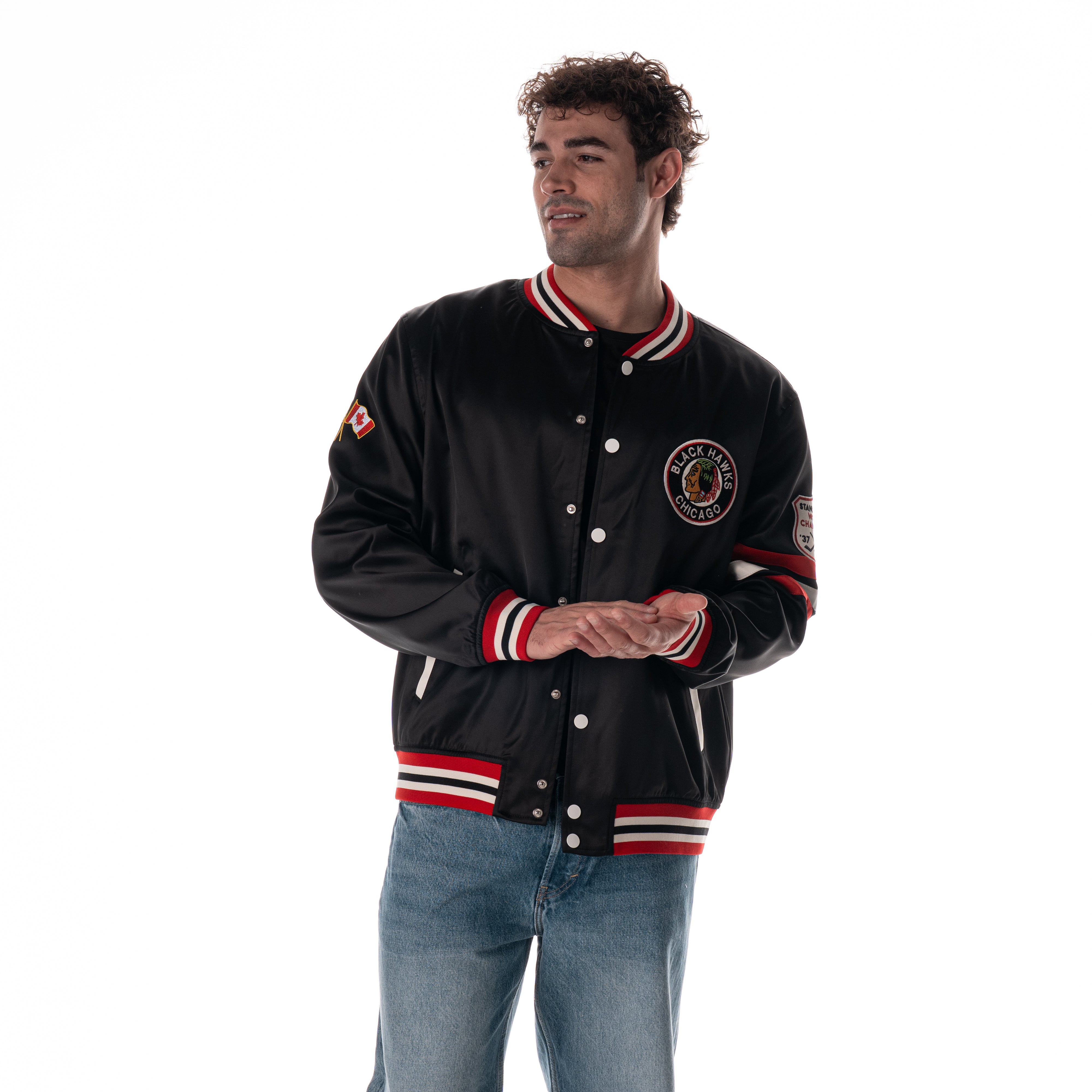 Wild Collective Chicago Blackhawks 1937-38 Champs Satin Bomber