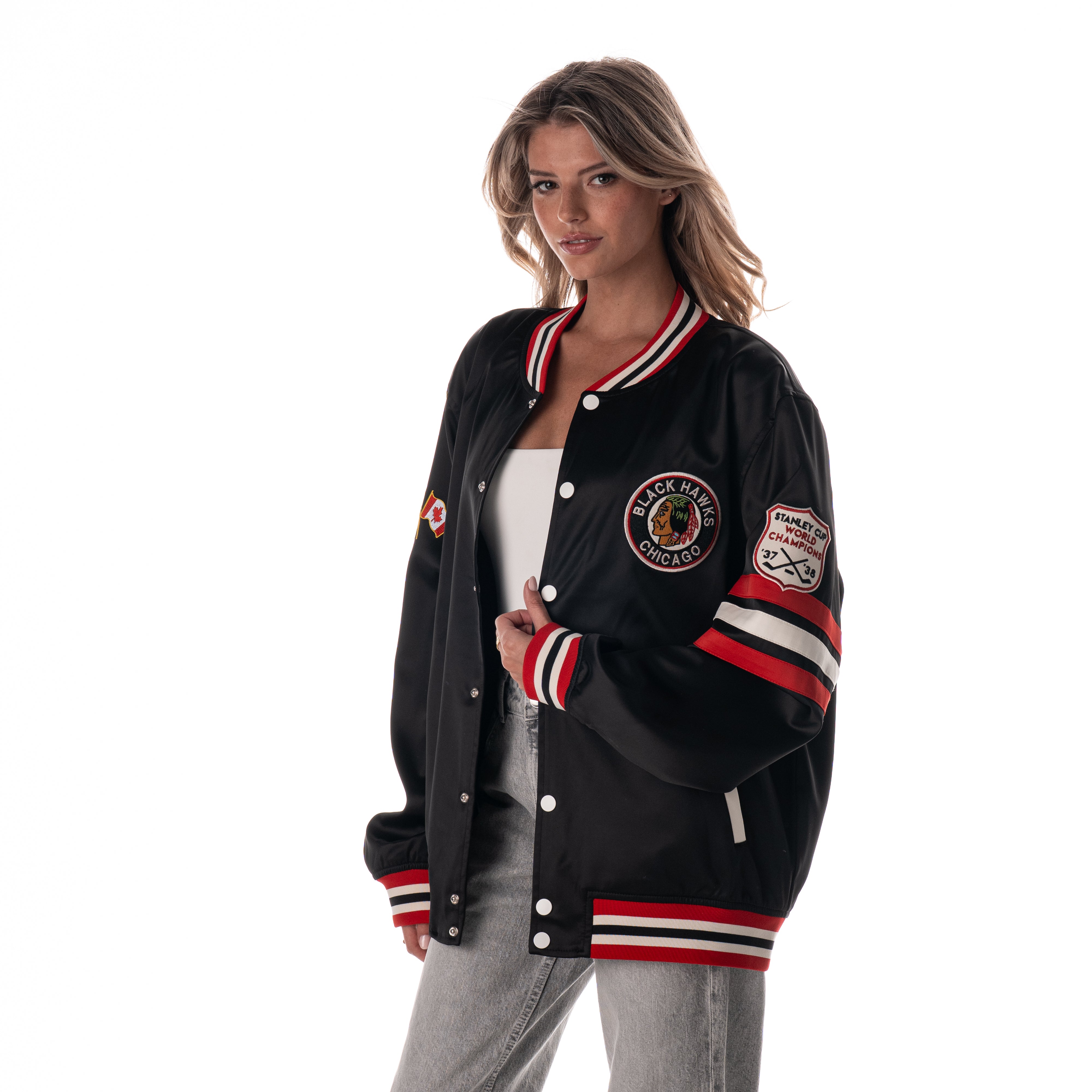 Wild Collective Chicago Blackhawks 1937-38 Champs Satin Bomber