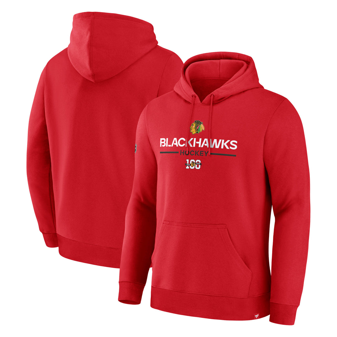 Fanatics Chicago Blackhawks Red Centennial Fleece Pullover Hoodie