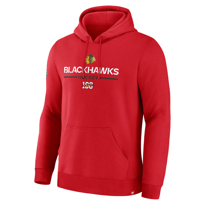 Fanatics Chicago Blackhawks Red Centennial Fleece Pullover Hoodie