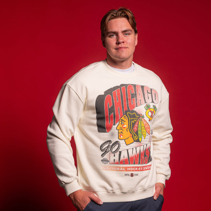 Wild Collective Chicago Blackhawks Go Hawks Fleece Crewneck