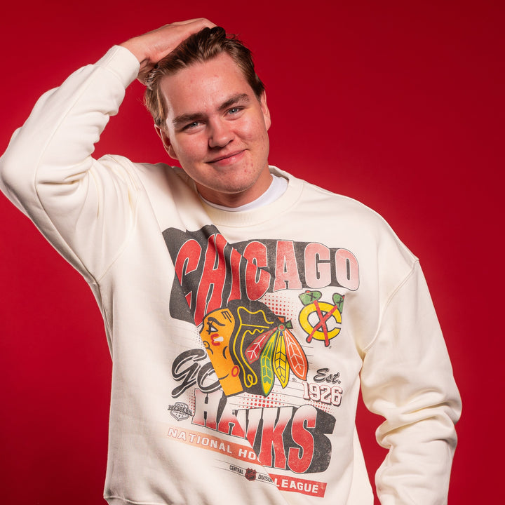 Wild Collective Chicago Blackhawks Go Hawks Fleece Crewneck