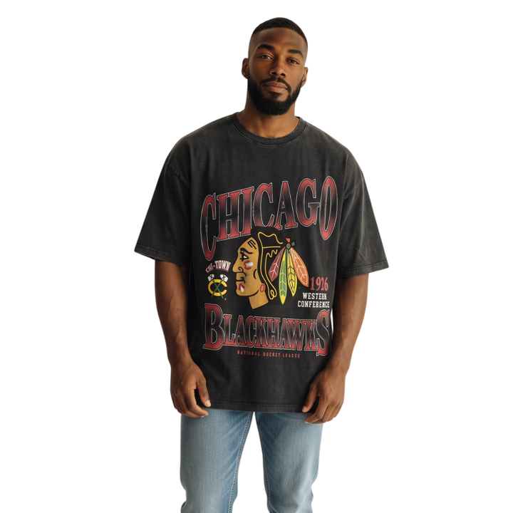 Wild Collective Chicago Blackhawks Oversized Streetwear Tee
