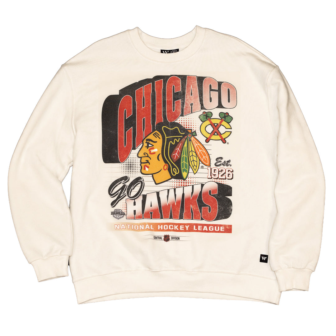 Wild Collective Chicago Blackhawks Go Hawks Fleece Crewneck