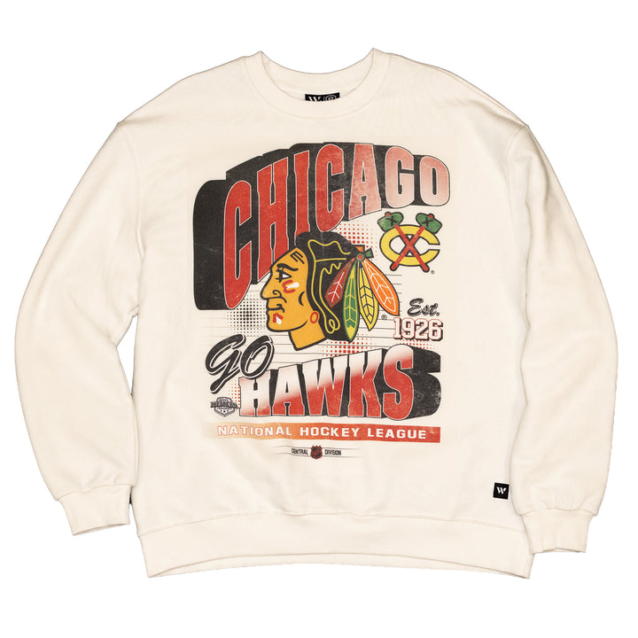 Wild Collective Chicago Blackhawks Go Hawks Fleece Crewneck
