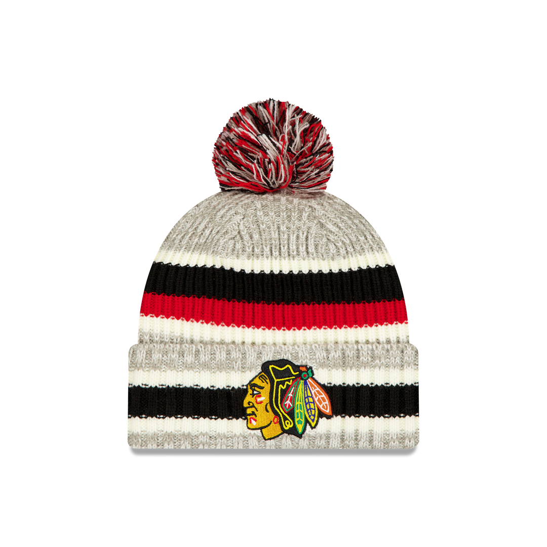 New Era Chicago Blackhawks Stripe Pom Knit Beanie