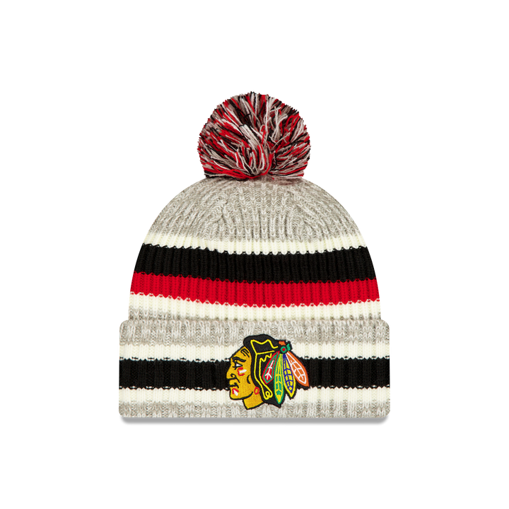 New Era Chicago Blackhawks Stripe Pom Knit Beanie