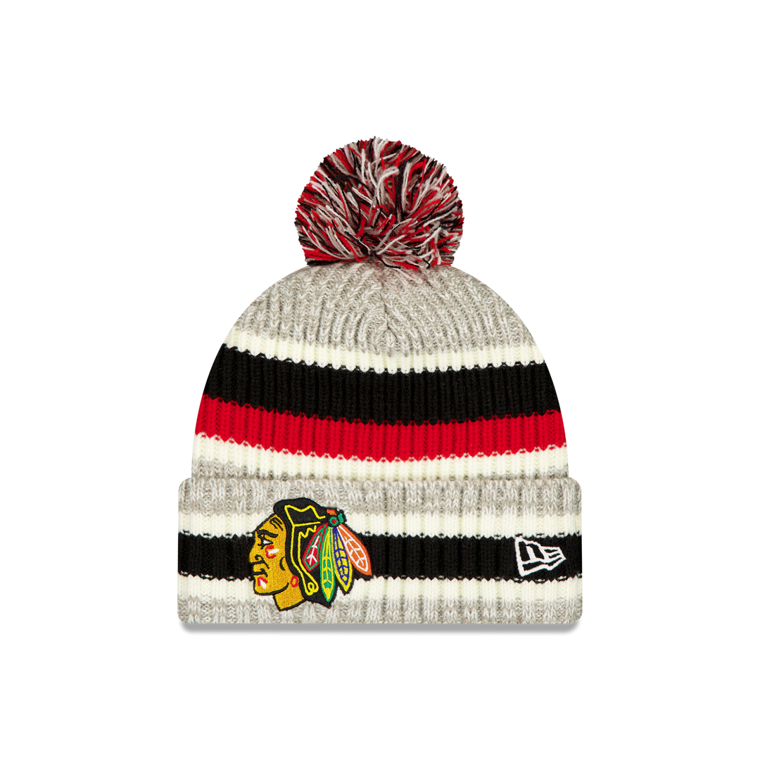 New Era Chicago Blackhawks Stripe Pom Knit Beanie