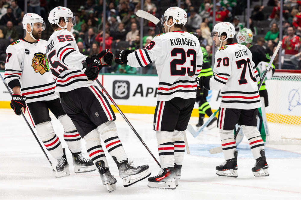 Foligno, Korchinksi, Kurashev and Guttman at Chicago Blackhawks away game