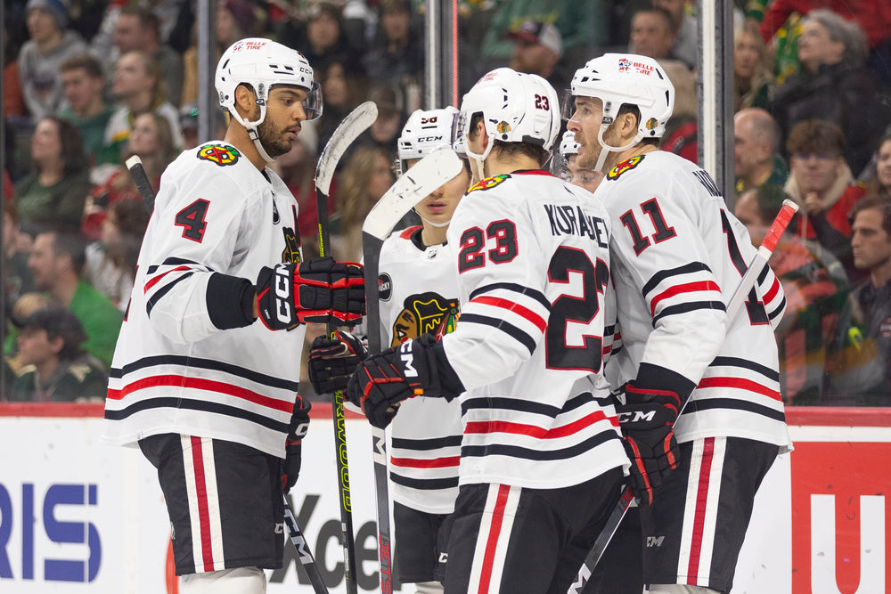 Jones, Bedard, Kurashev and Raddysh at Chicago Blackhawks away game