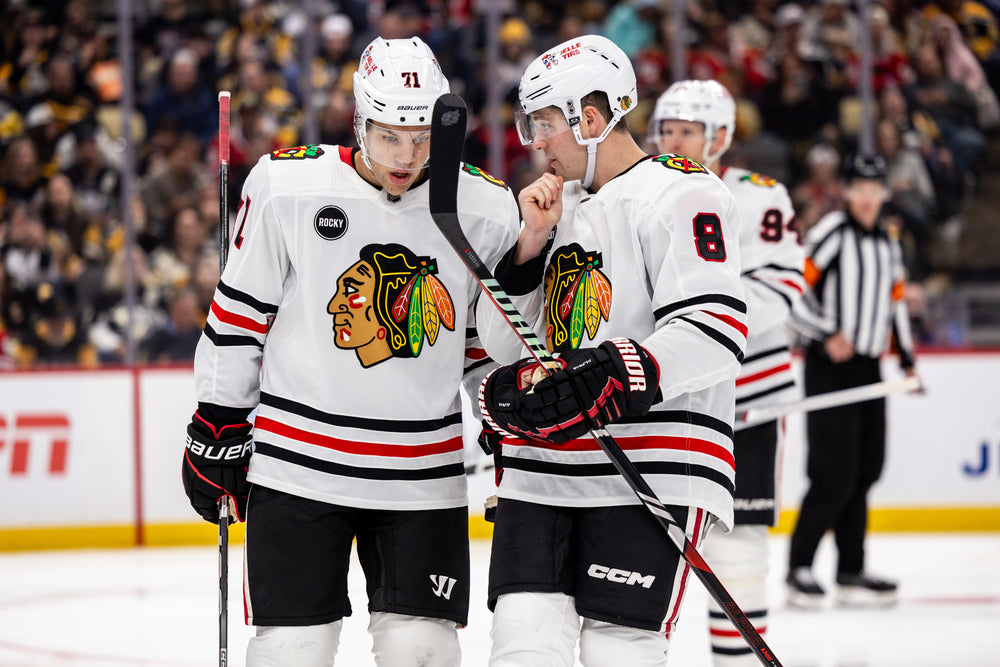 Taylor Hall and Ryan Donato at Blackhawks game vs Penguins