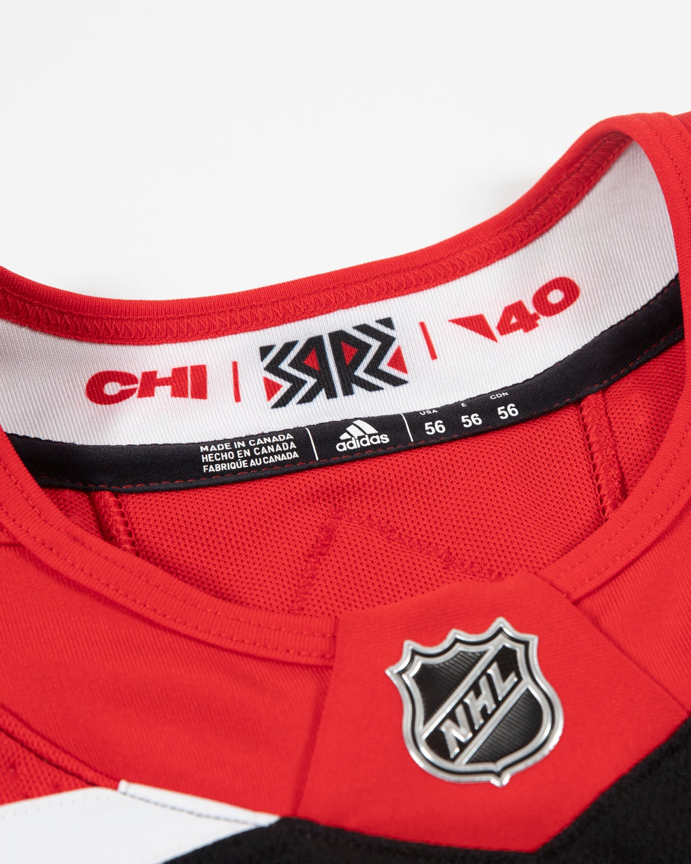Autographed Chicago Blackhawks Nicolas Beaudin team issued reverse retro jersey - neckline