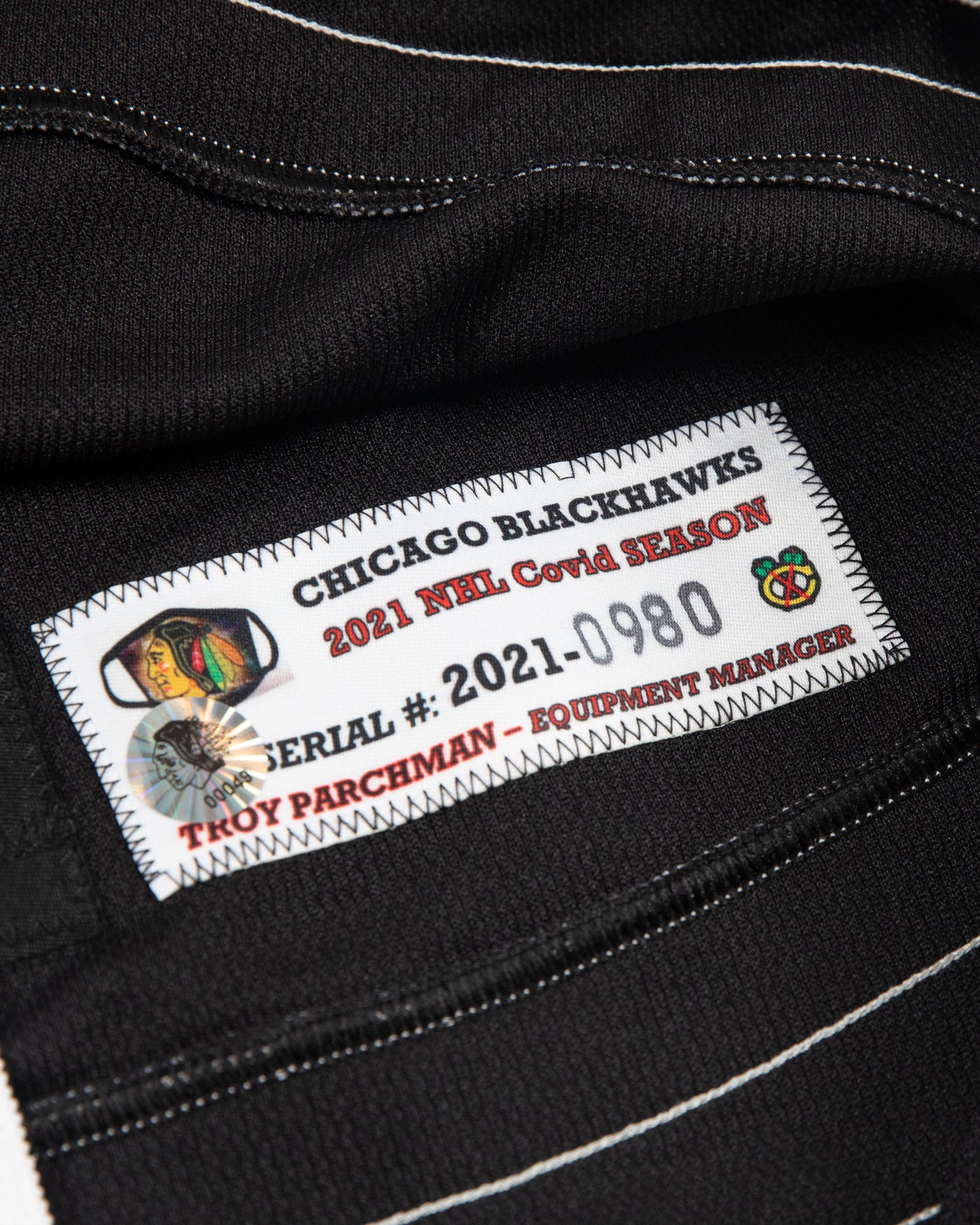 Autographed Chicago Blackhawks Philip Kurashev team issued alternate jersey - hologram sticker
