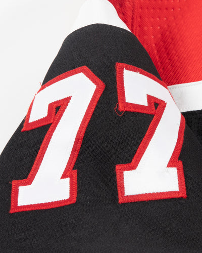 Autographed Chicago Blackhawks Kirby Dach team issued reverse retro jersey - shoulder numbers