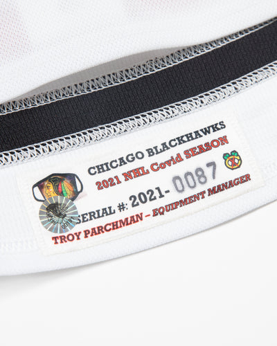 Autographed Chicago Blackhawks Collin Delia team issued white jersey - hologram sticker