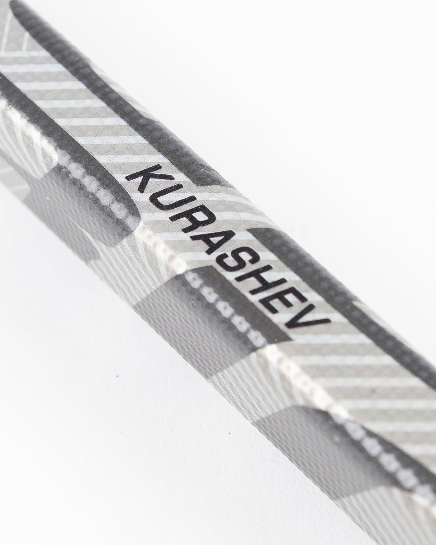 signed and game used Chicago Blackhawks Philipp Kurashev hockey stick - alt detail lay flat