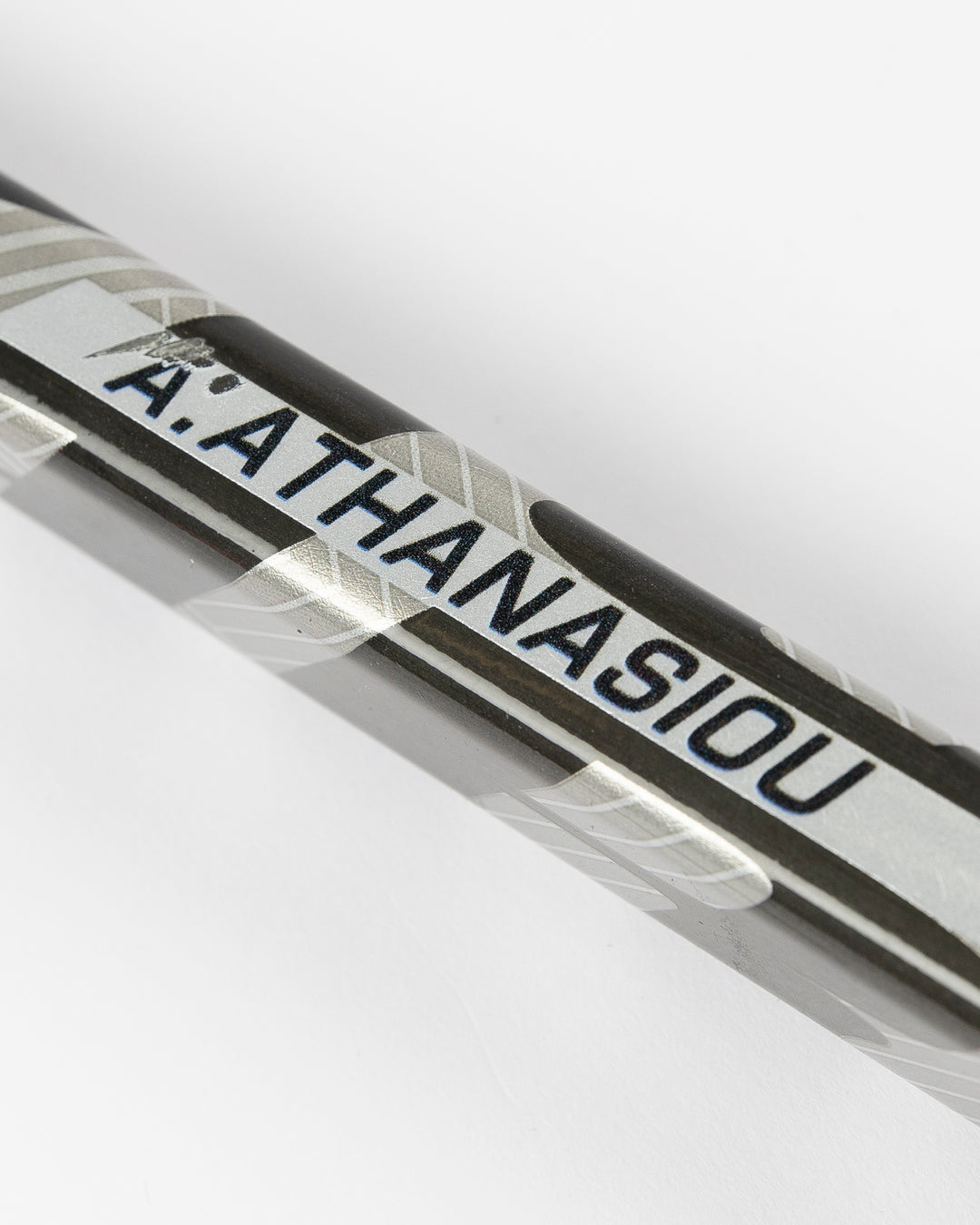 signed and game-used hockey stick from Chicago Blackhawks Andreas Athanasiou - alt stick detail lay flat