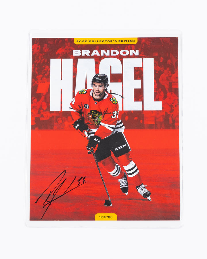 autographed Chicago Blackhawks Brandon Hagel photo - front lay flat