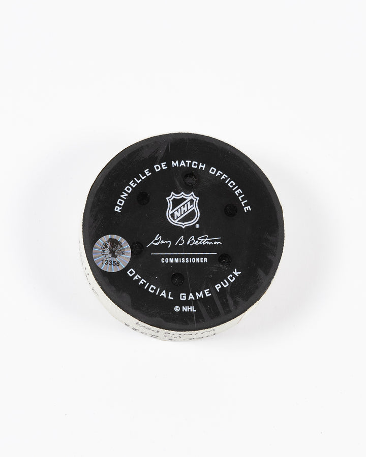 Taylor Raddysh Game-Used Goal Puck 12/9/22 13356