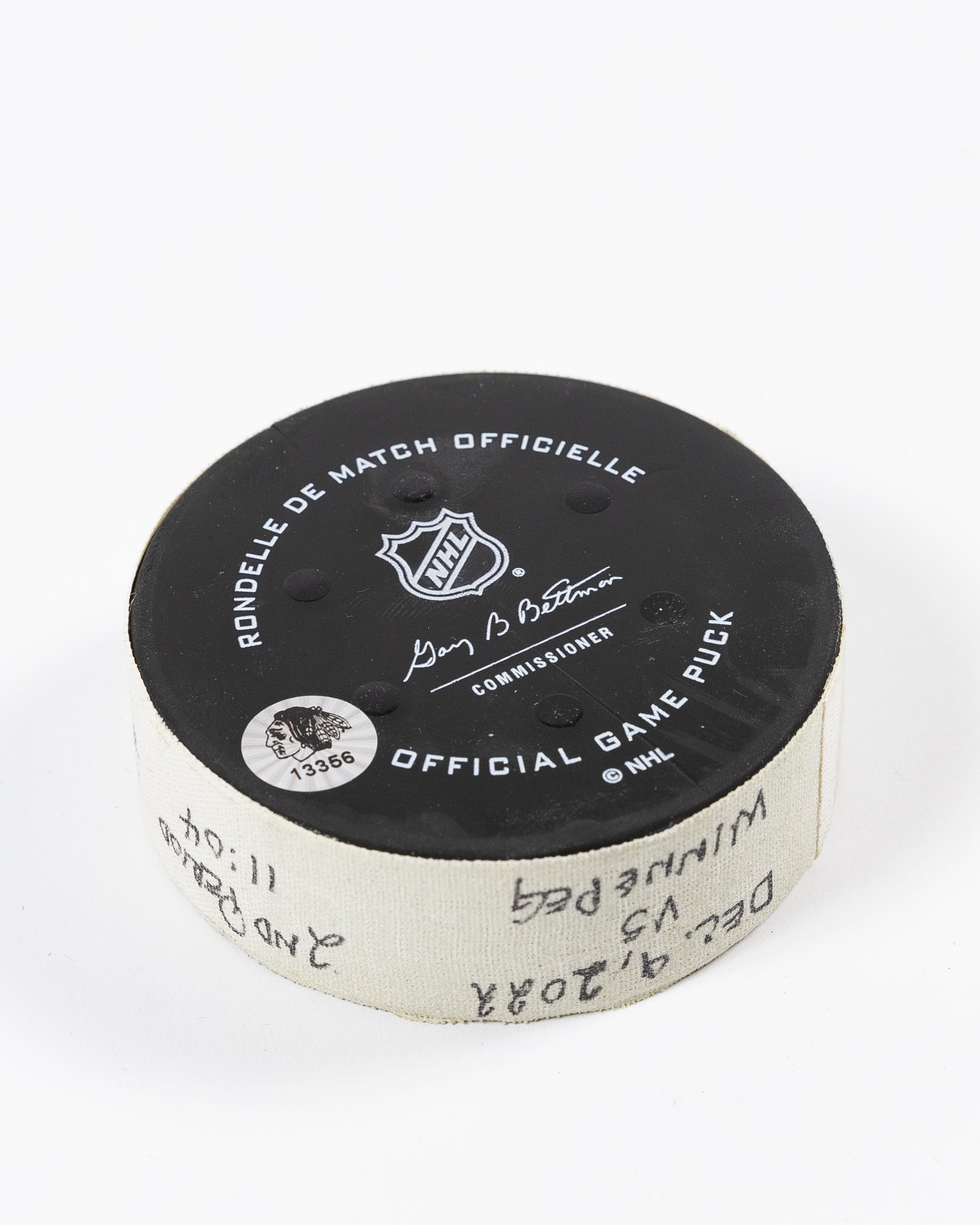 Taylor Raddysh Game-Used Goal Puck 12/9/22 13356 – CBH Shop