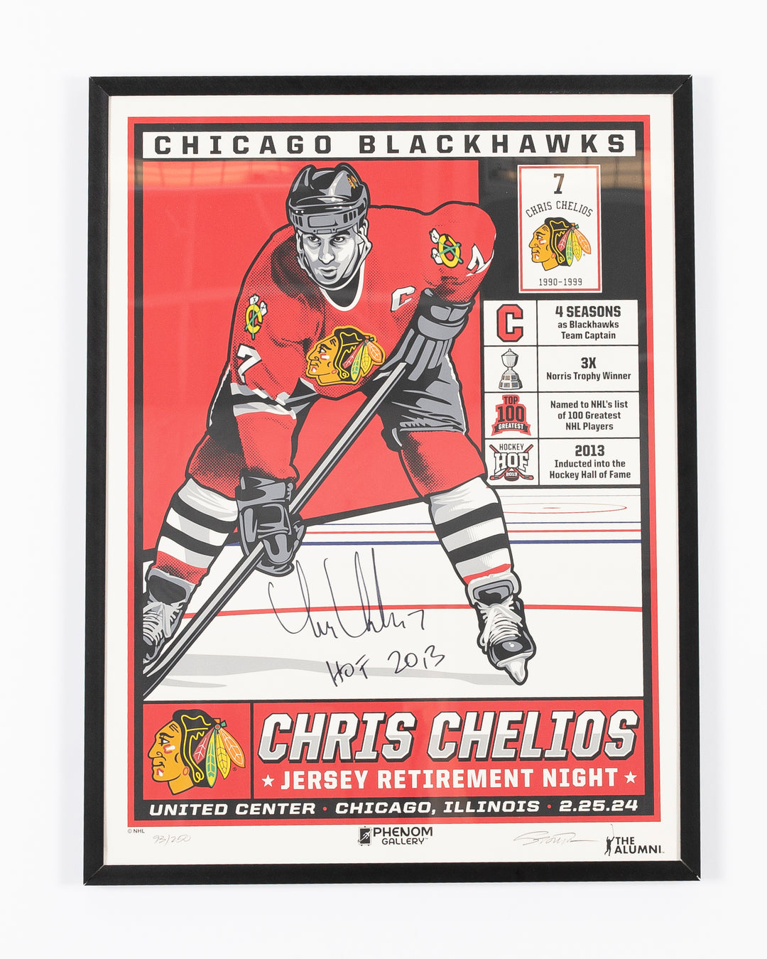 Chris Chelios night poster signed by Chris Chelios - front lay flat