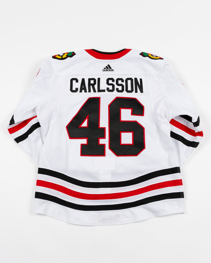 Lucas Carlsson Game-Used White Jersey 00046